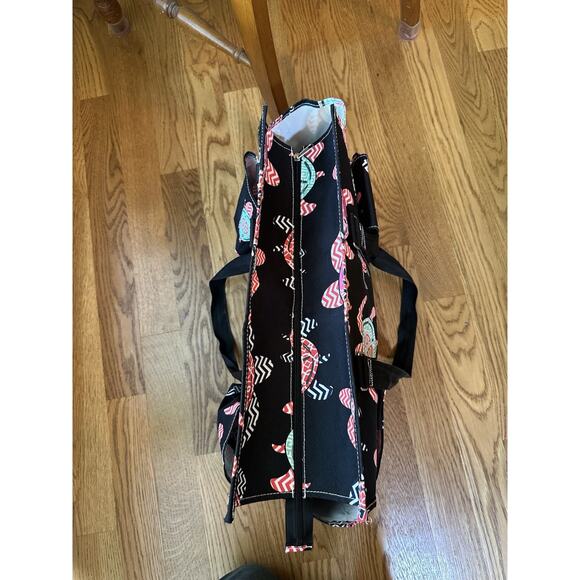 Turtle Tote Bag by N. Gil Large Black Water Resistant Top Zip, pockets Intial J - Picture 8 of 15